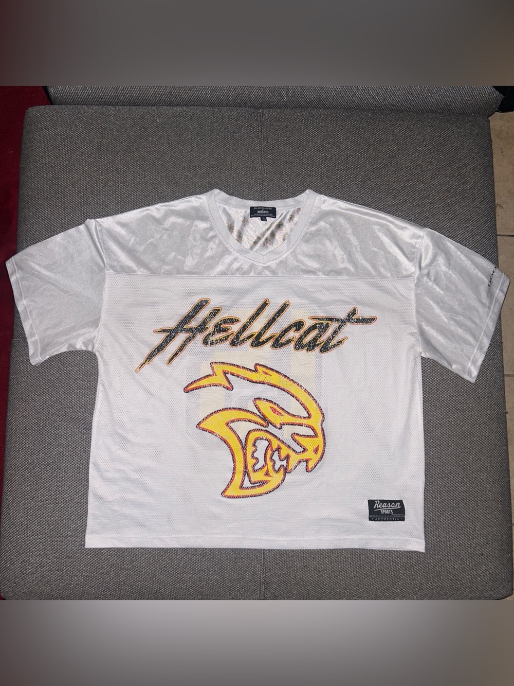 Rare Reason x Dodge Hellcat White Football Jersey XL
